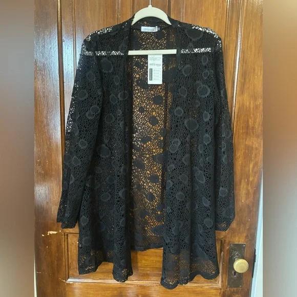 Crocheted Cardigan Black XL - Picture 1 of 2